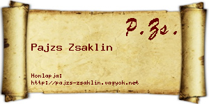 Pajzs Zsaklin névjegykártya